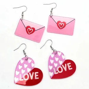 Wholesale Valentine's Day Pink Love Envelope Acrylic Earrings