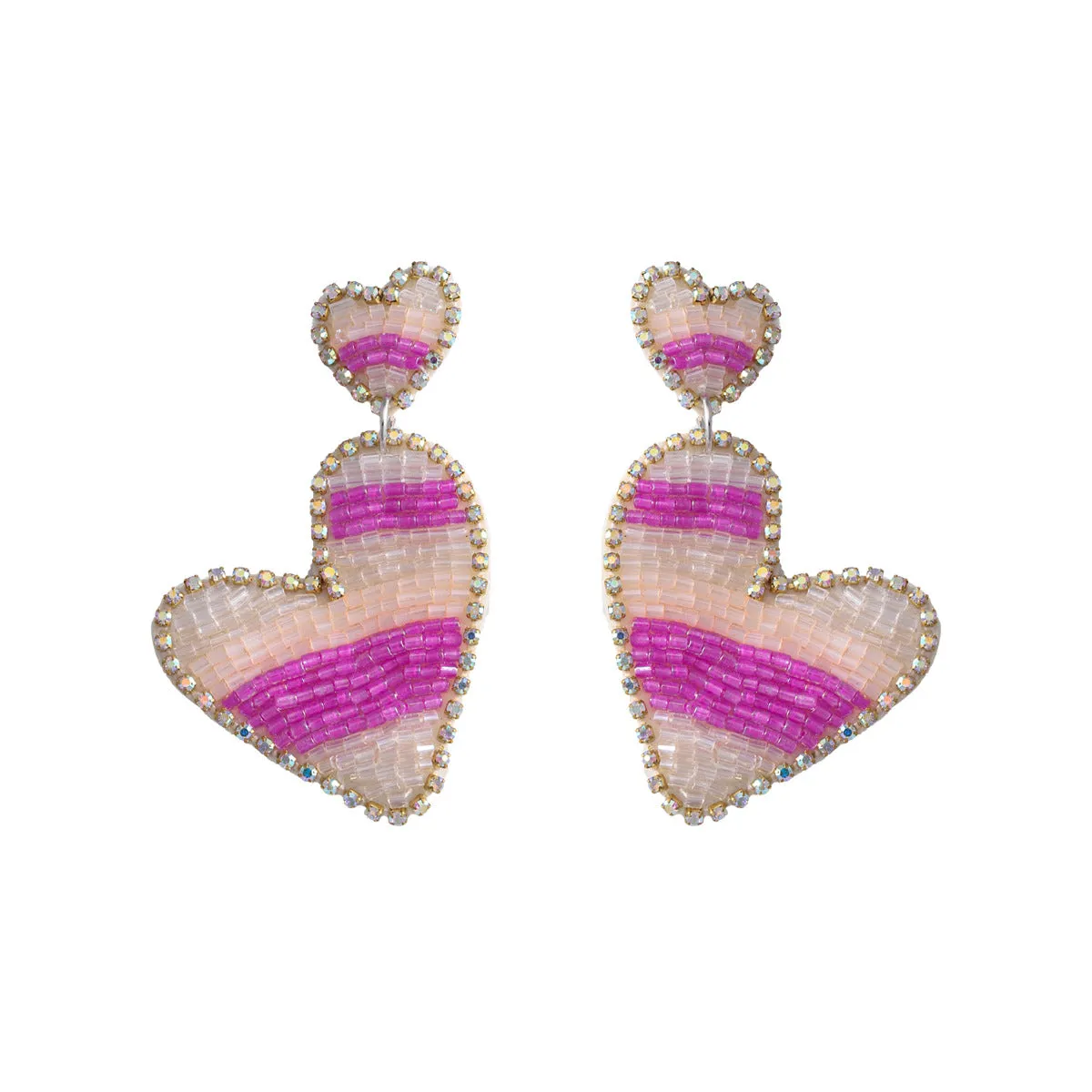 Wholesale Valentine's Day Pink Rice Pearl Knitted Love LOVE Earrings