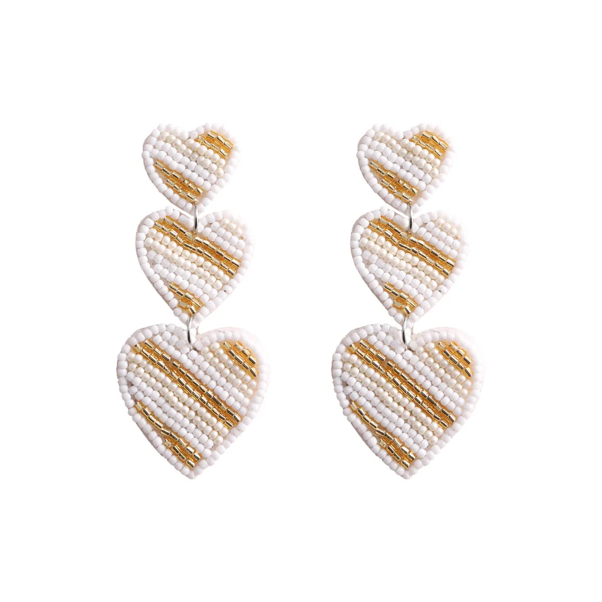 Wholesale Valentine's Day Pink Rice Pearl Knitted Love LOVE Earrings