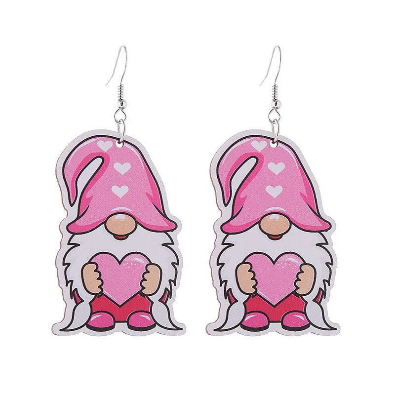 Wholesale Valentine's Day Pink Series Love Hot Air Balloon Dwarf Wooden Earrings