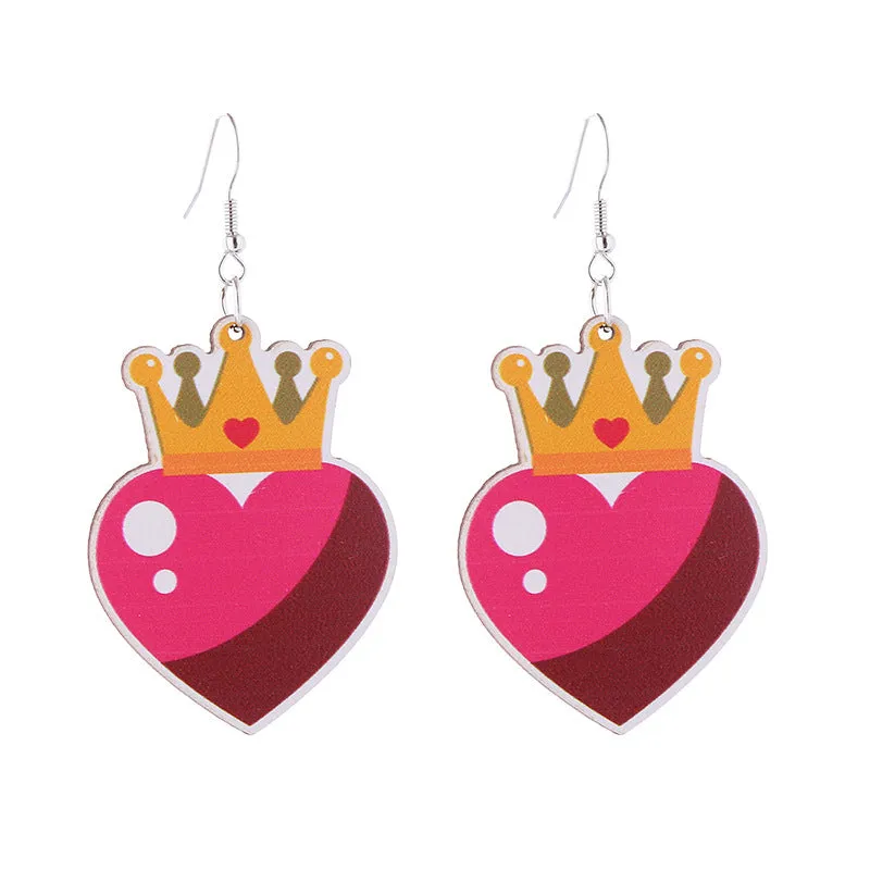 Wholesale Valentine's Day Pink Series Love Hot Air Balloon Dwarf Wooden Earrings