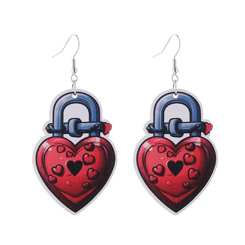 Wholesale Valentine's Day Pink Series Love Hot Air Balloon Dwarf Wooden Earrings