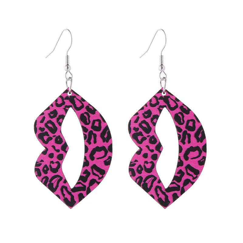 Wholesale Valentine's Day Pink Series Love Hot Air Balloon Dwarf Wooden Earrings