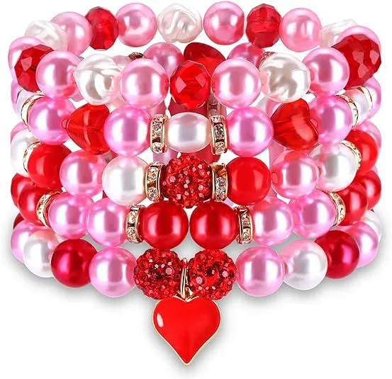 Wholesale Valentine's Day Polymer Clay Love Pendant Resin Beaded Bracelet