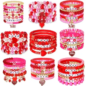 Wholesale Valentine's Day Polymer Clay Love Pendant Resin Beaded Bracelet