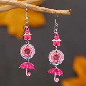 Wholesale Valentine's Day Printed Umbrella Arrow Target Wooden Earrings
