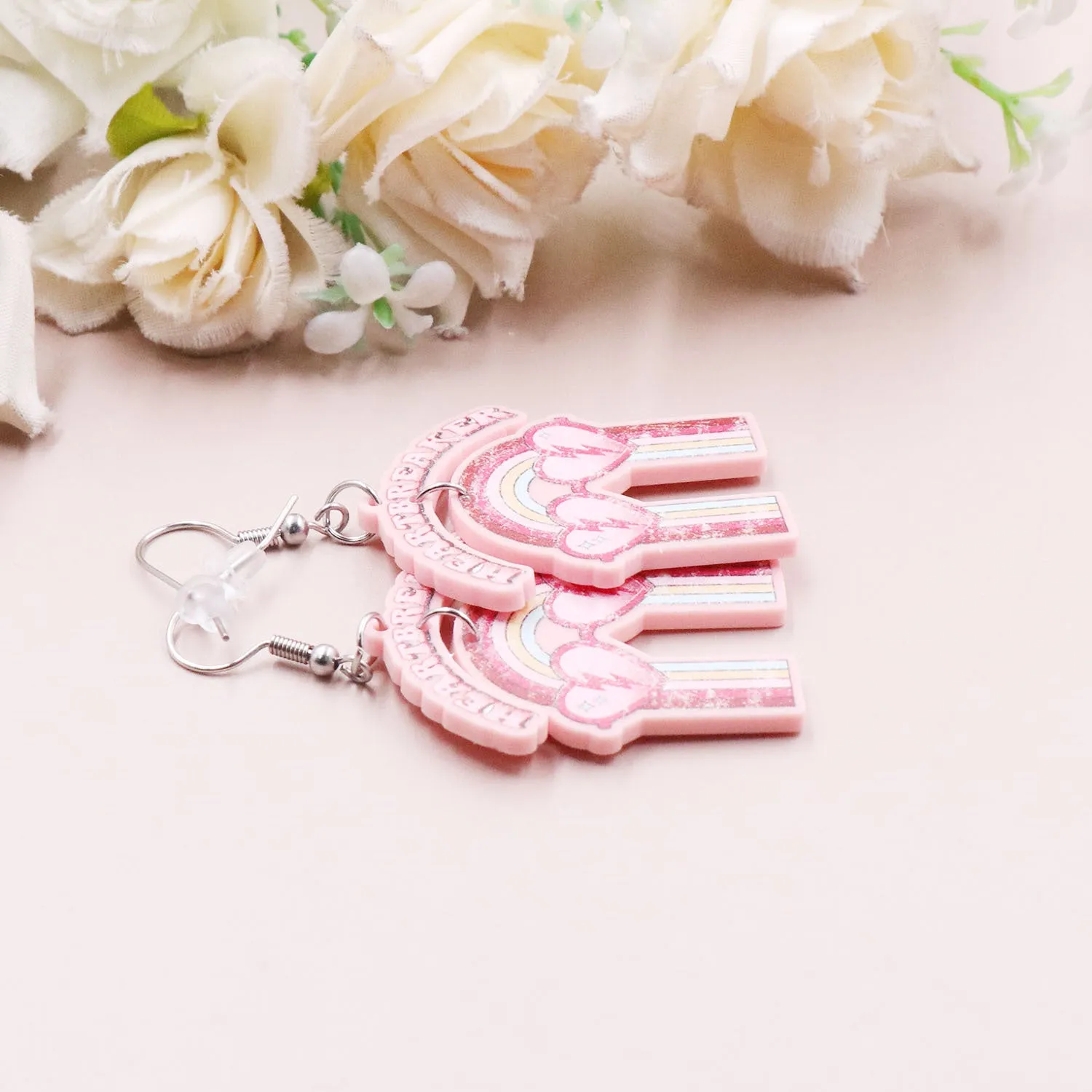Wholesale Valentine's Day Rainbow Letters Acrylic Earrings