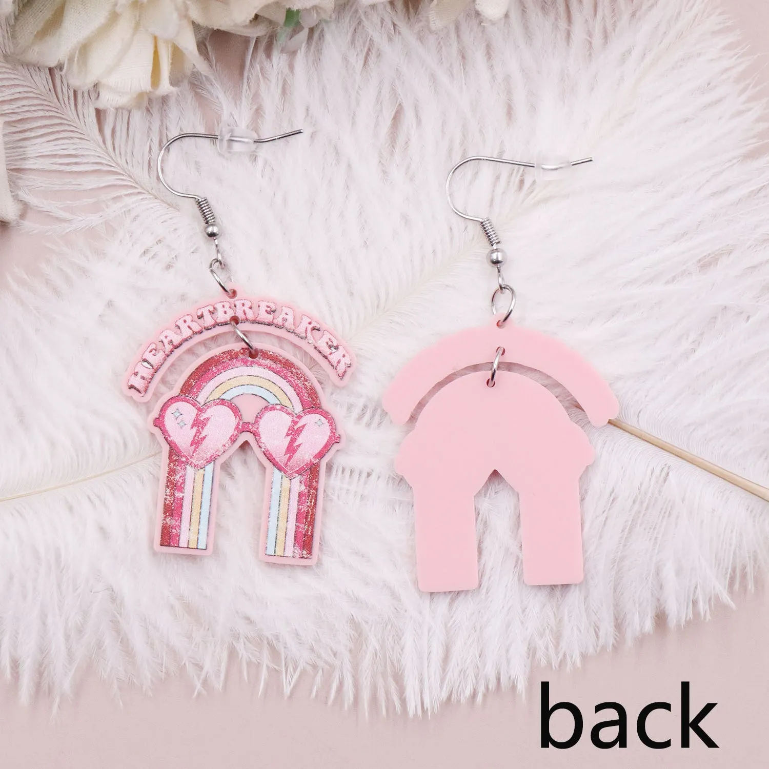 Wholesale Valentine's Day Rainbow Letters Acrylic Earrings