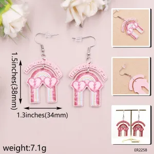 Wholesale Valentine's Day Rainbow Letters Acrylic Earrings