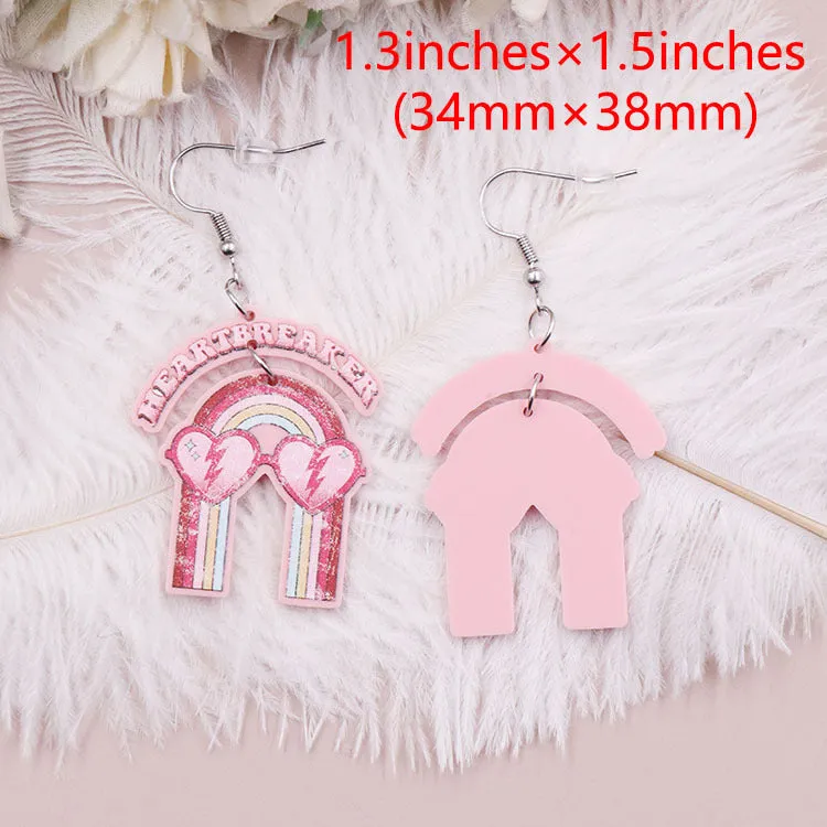Wholesale Valentine's Day Rainbow Letters Acrylic Earrings