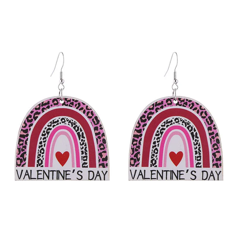 Wholesale Valentine's Day Rainbow Love LOVE Wooden Earrings