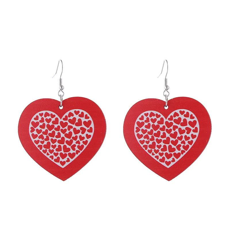 Wholesale Valentine's Day Rainbow Love LOVE Wooden Earrings