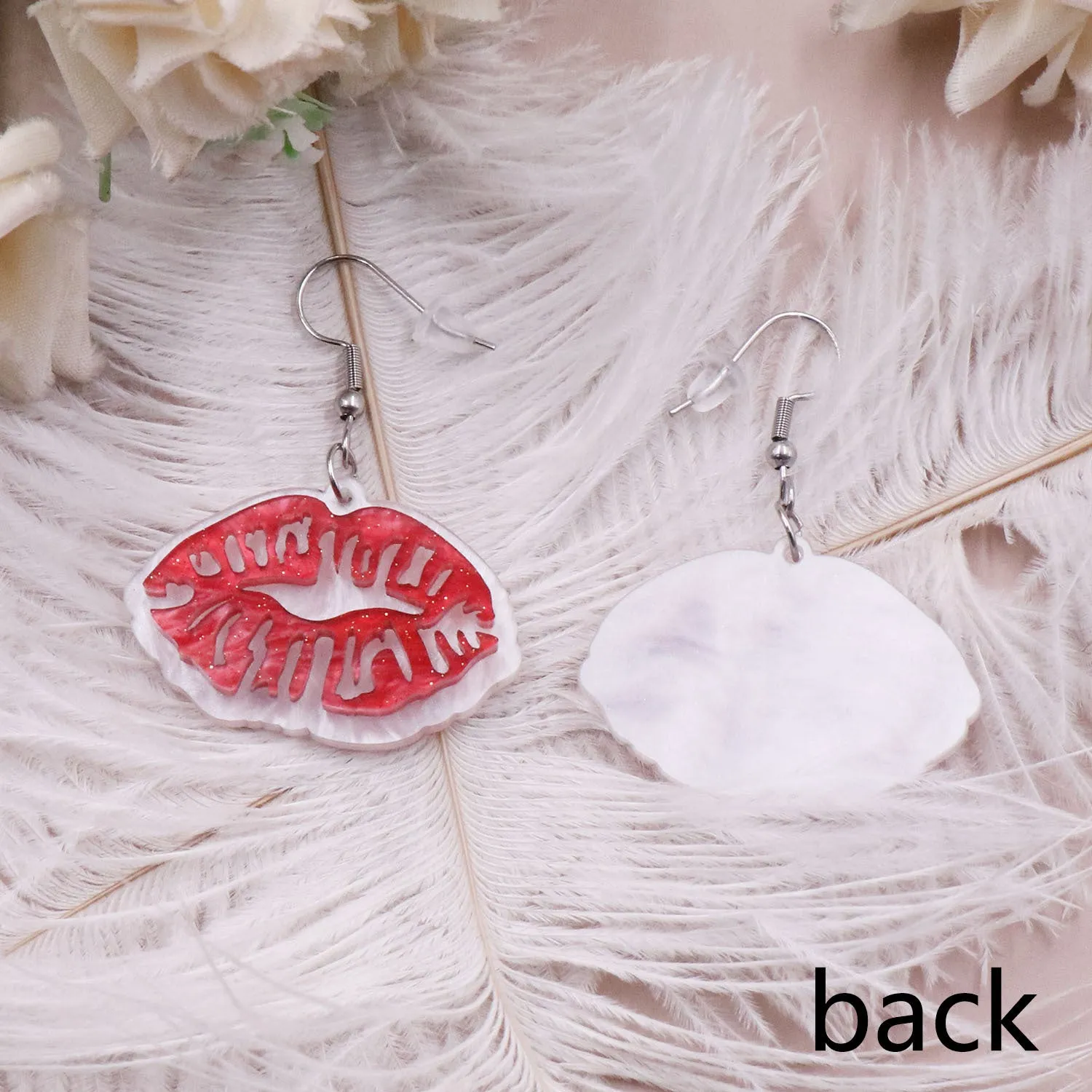 Wholesale Valentine's Day Red Lips Acrylic Earrings