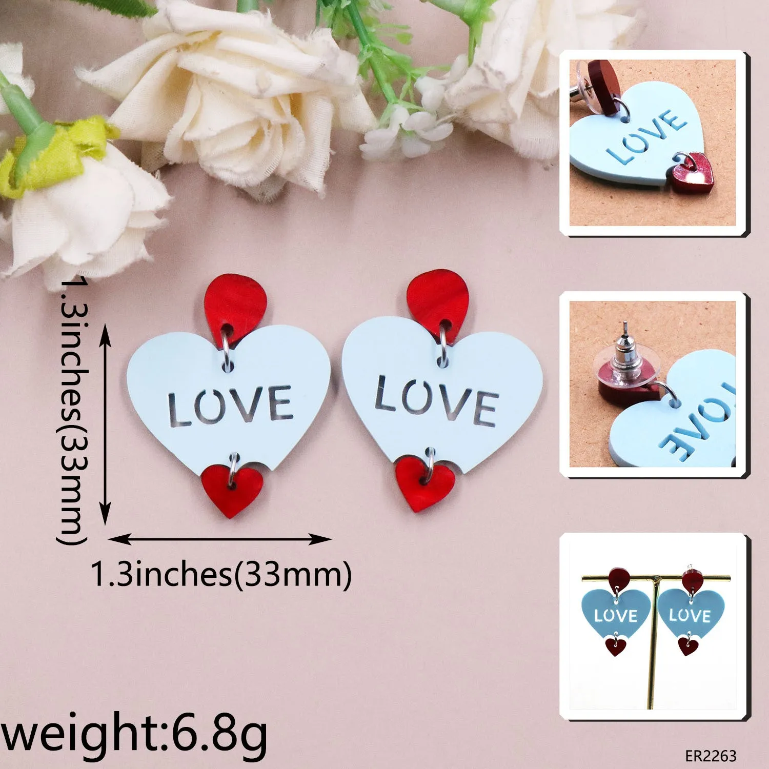 Wholesale Valentine's Day Red Love Letters Acrylic Earrings