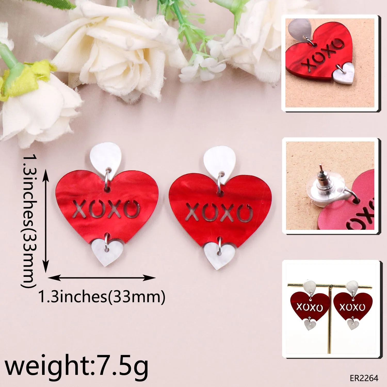Wholesale Valentine's Day Red Love Letters Acrylic Earrings