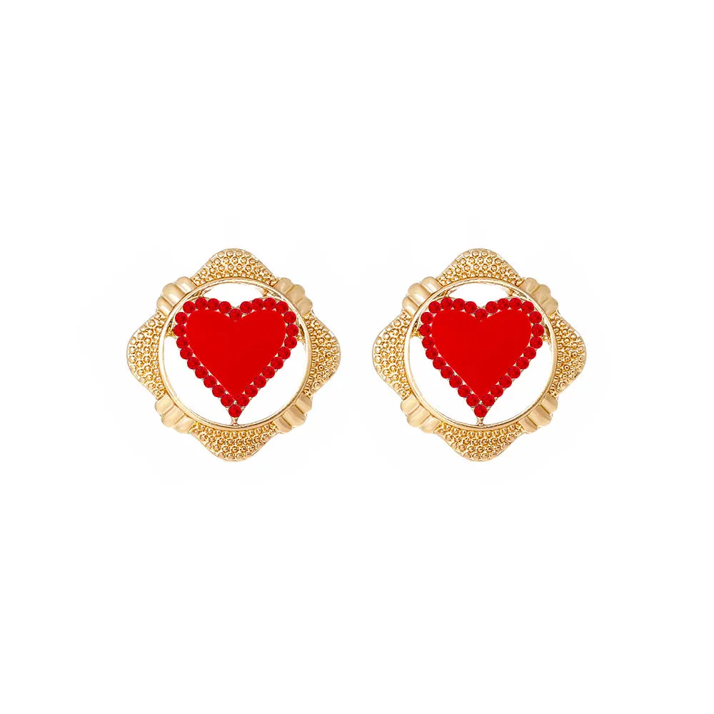 Wholesale Valentine's Day Rhinestone Heart Earrings