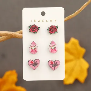 Wholesale Valentine's Day Rose Love Wooden Earpiece Set