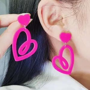 Wholesale Valentine's Day rose red heart earrings hollow earrings simple Korean earrings earrings
