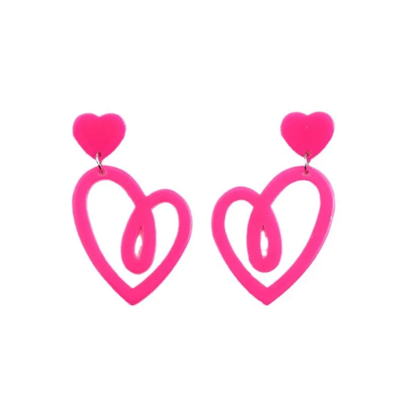 Wholesale Valentine's Day rose red heart earrings hollow earrings simple Korean earrings earrings