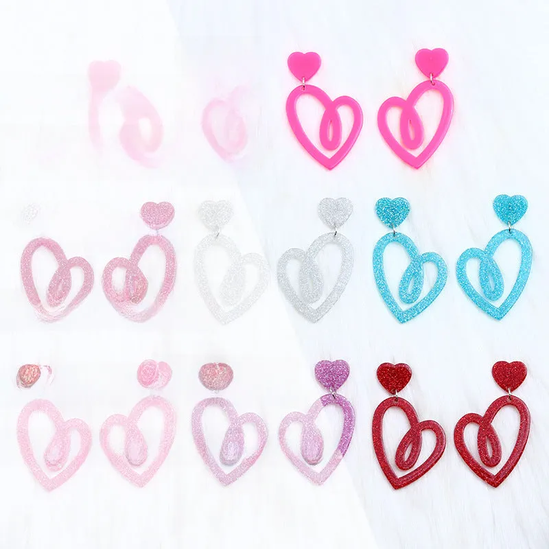 Wholesale Valentine's Day rose red heart earrings hollow earrings simple Korean earrings earrings