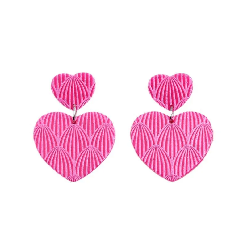 Wholesale Valentine's Day Rose Red Shell Pattern Love Acrylic Earrings