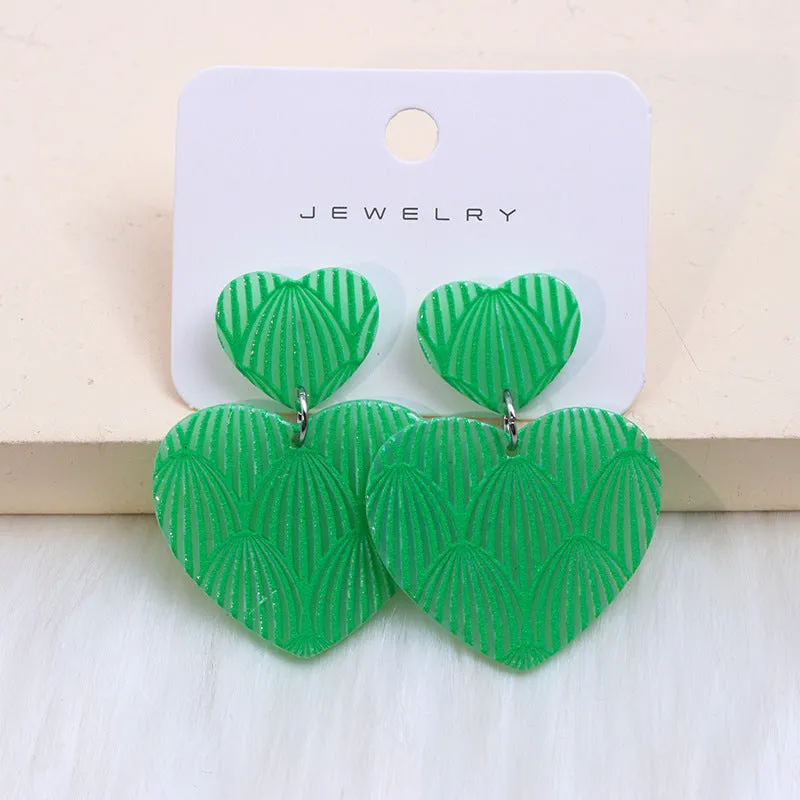 Wholesale Valentine's Day Rose Red Shell Pattern Love Acrylic Earrings