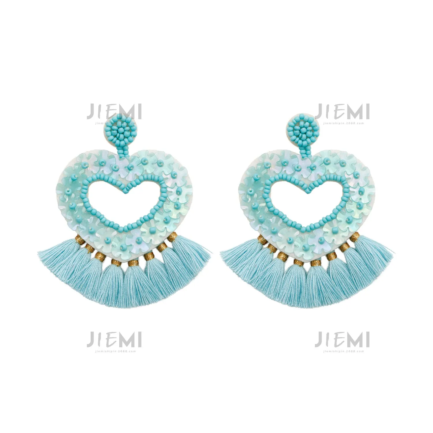Wholesale Valentine's Day Sequins, Love Tassels, Rice Bead Earrings