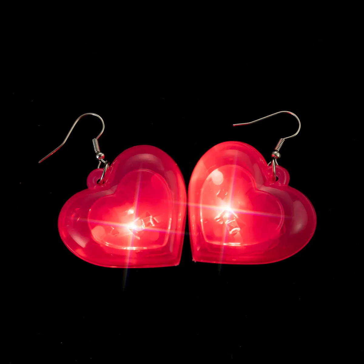 Wholesale Valentine's Day Series LED Lights, Heart-shaped Luminous Plastic Earrings