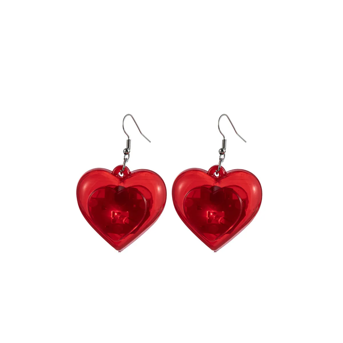Wholesale Valentine's Day Series LED Lights, Heart-shaped Luminous Plastic Earrings