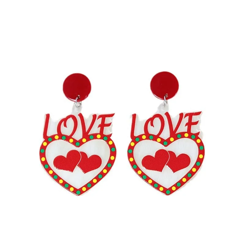 Wholesale Valentine's Day Transparent Color Love Letter Butterfly Fishbone Acrylic Earrings