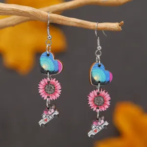 Wholesale Valentine's Day Truck Love Pendant Wooden Earrings
