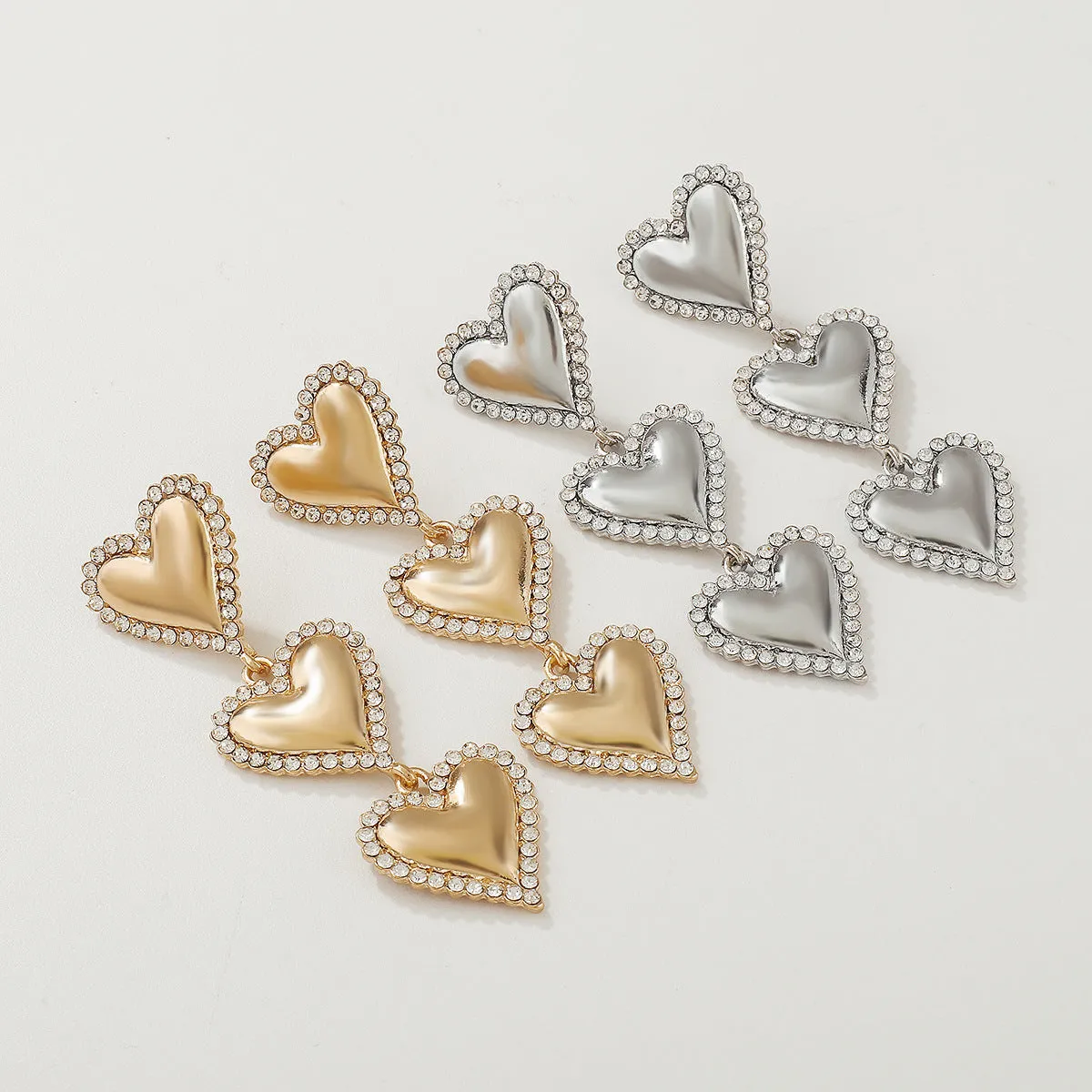 Wholesale Valentine's Day Vintage Multi-Layered Heart Earrings