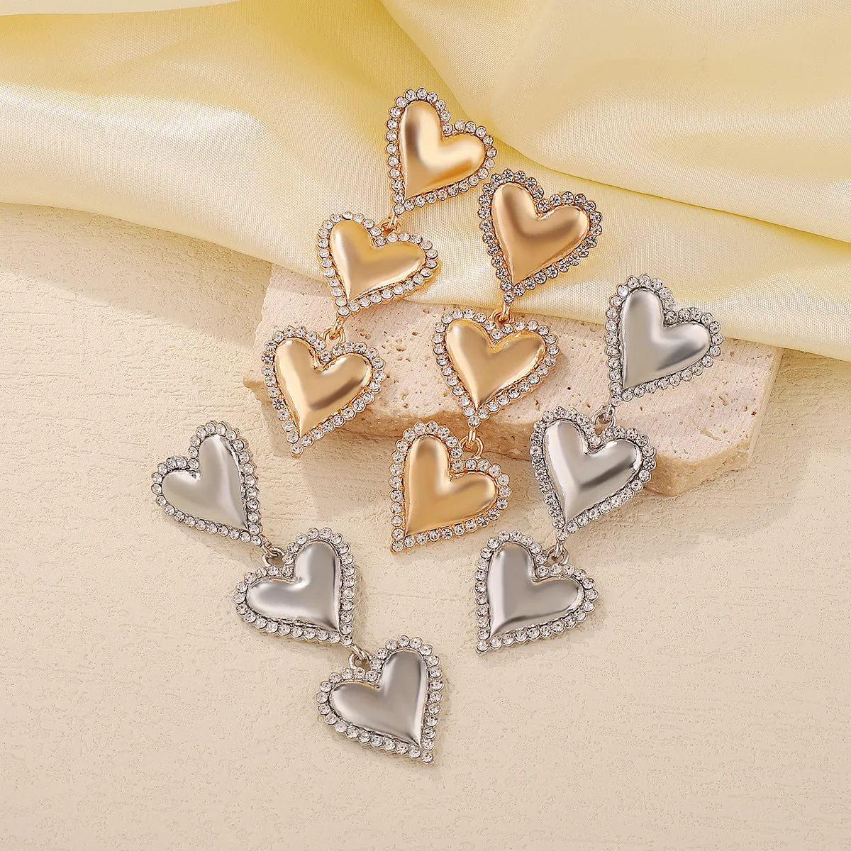 Wholesale Valentine's Day Vintage Multi-Layered Heart Earrings