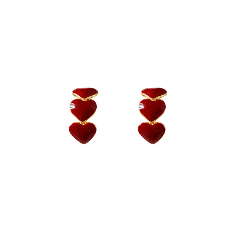 Wholesale Valentine's Day Vintage Red Love Heart Earrings