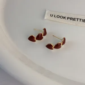 Wholesale Valentine's Day Vintage Red Love Heart Earrings