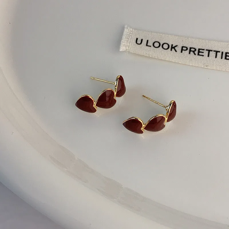 Wholesale Valentine's Day Vintage Red Love Heart Earrings