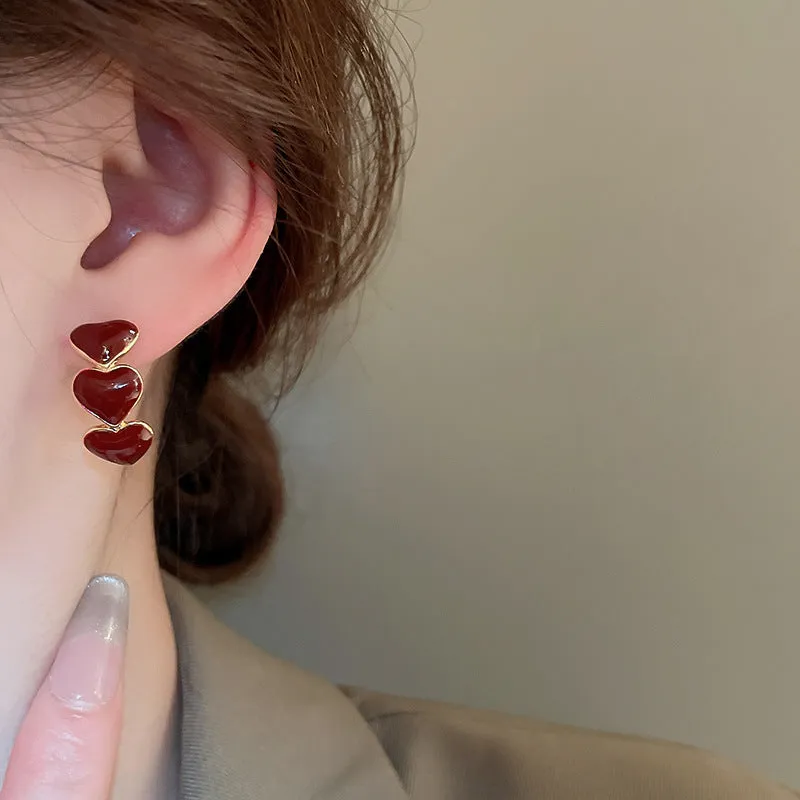 Wholesale Valentine's Day Vintage Red Love Heart Earrings