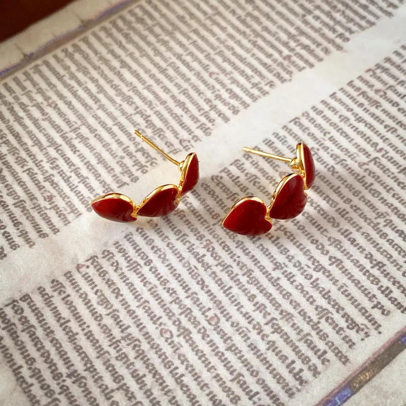 Wholesale Valentine's Day Vintage Red Love Heart Earrings