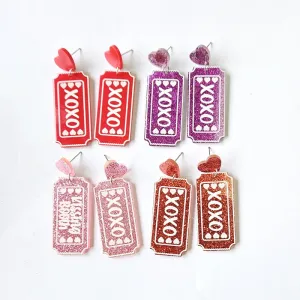 Wholesale Valentine's Day XOXO Heart Acrylic Earrings
