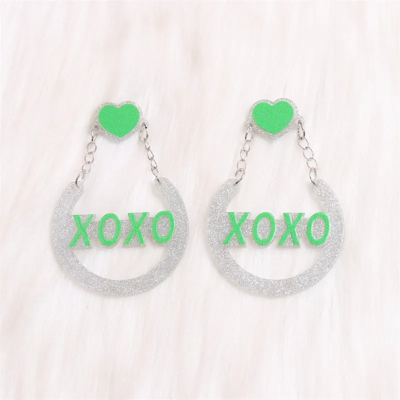 Wholesale Valentine's Day XOXO Heart Acrylic Earrings