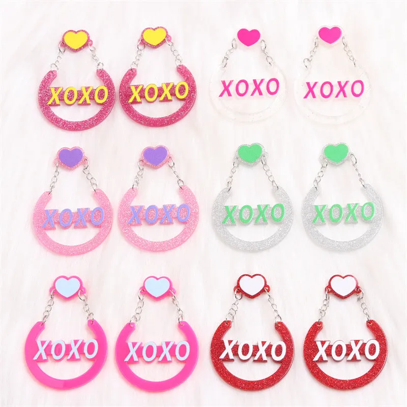 Wholesale Valentine's Day XOXO Heart Acrylic Earrings