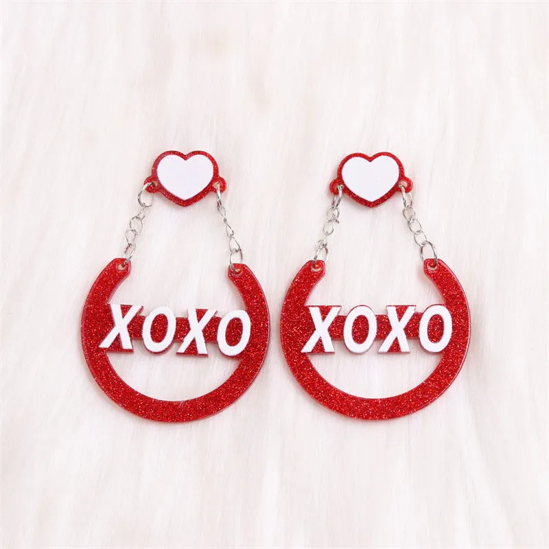 Wholesale Valentine's Day XOXO Heart Acrylic Earrings