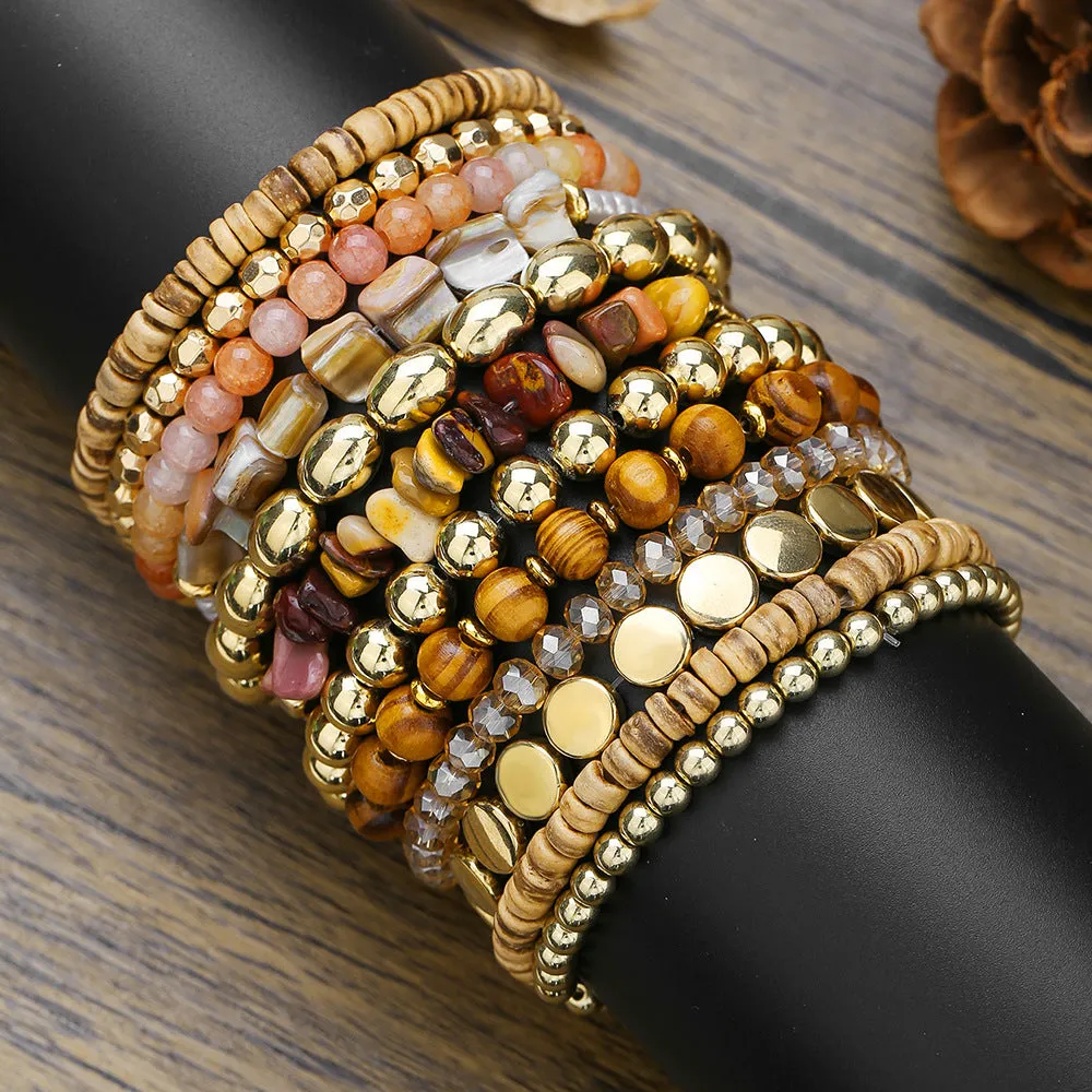 Wholesale Vintage 12-piece Bohemian handmade beaded bracelet set