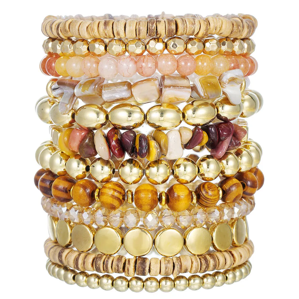 Wholesale Vintage 12-piece Bohemian handmade beaded bracelet set