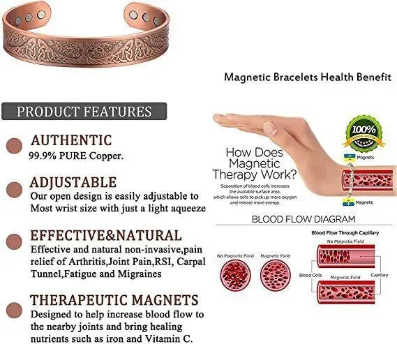 Wholesale Vintage Alloy Bracelet Magnetic Therapy Hand Ring Fashion Accessory