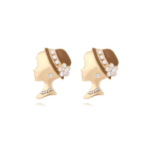 Wholesale Vintage Alloy Oil Drop Maillard Flower Beauty Head Earrings