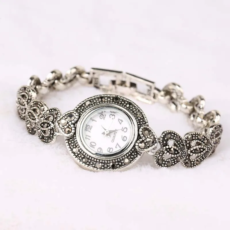 Wholesale Vintage Alloy Rhinestone Crystal Heart Bracelet Quartz Watch