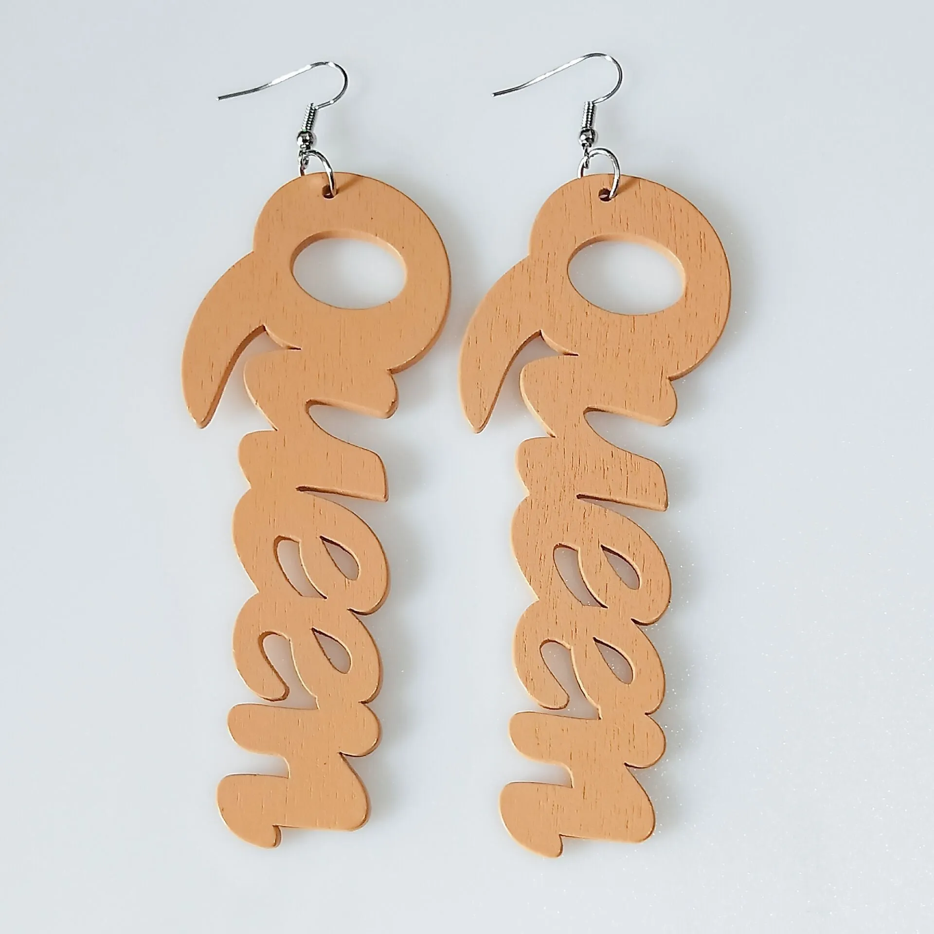 Wholesale Vintage Alphabet Wooden Earrings