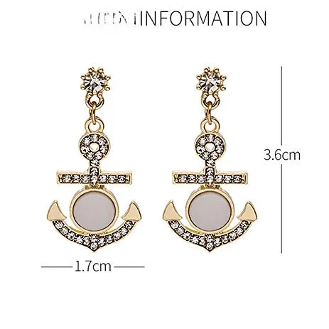 Wholesale Vintage Baroque Anchor Zircon Shell Alloy Ear Studs