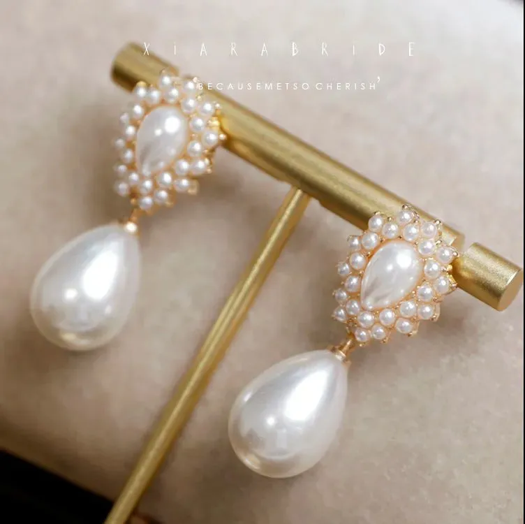 Wholesale Vintage Baroque Drop Pearl Earrings